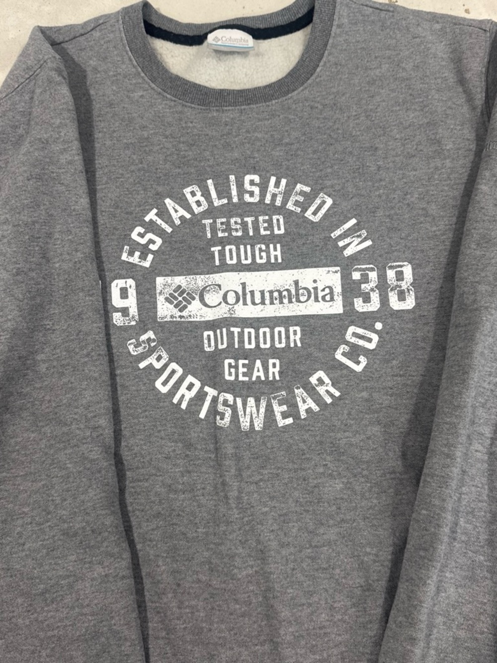 Columbia Gray Crewneck Sweatshirt with White Graphic Logo